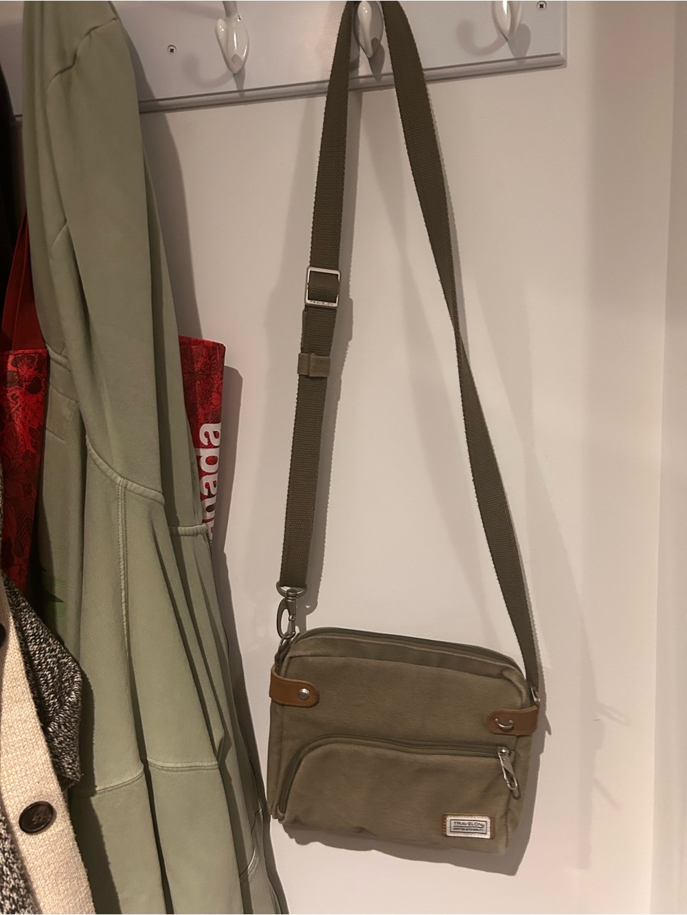 Canvas Olive Green Crossbody Bag with Adjustable Strap